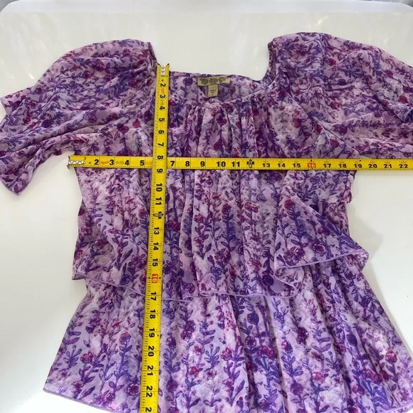 VINTAGE AMERICA Nine West Collection Floral layered tiered blouse Pink lilac S - Picture 7 of 7